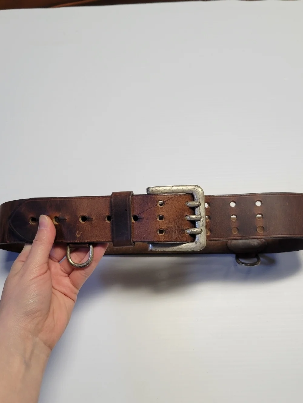 Vintage Another Line Inc Leather Belt Size 30 Made in USA Brown Cowhide Boho